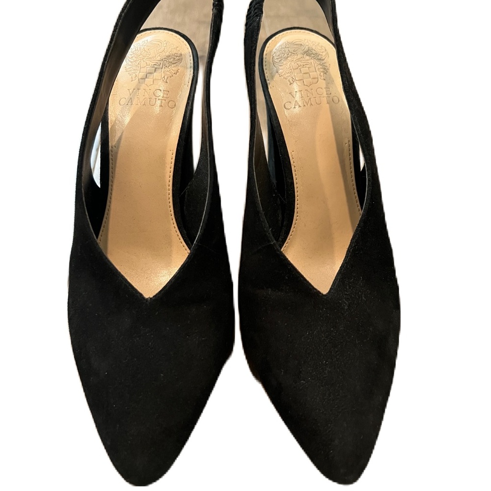 Vince Camuto suede sling back block heels. Super comfortable heels.